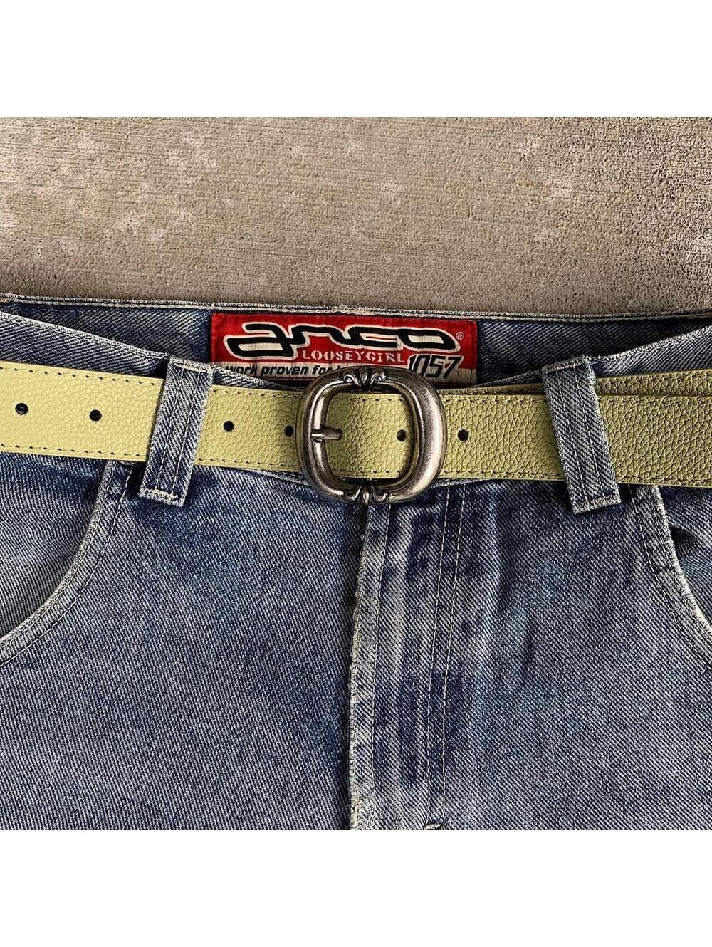 Y2K Green Multi Leather Belt 39 Inch - Picture 6 of 8
